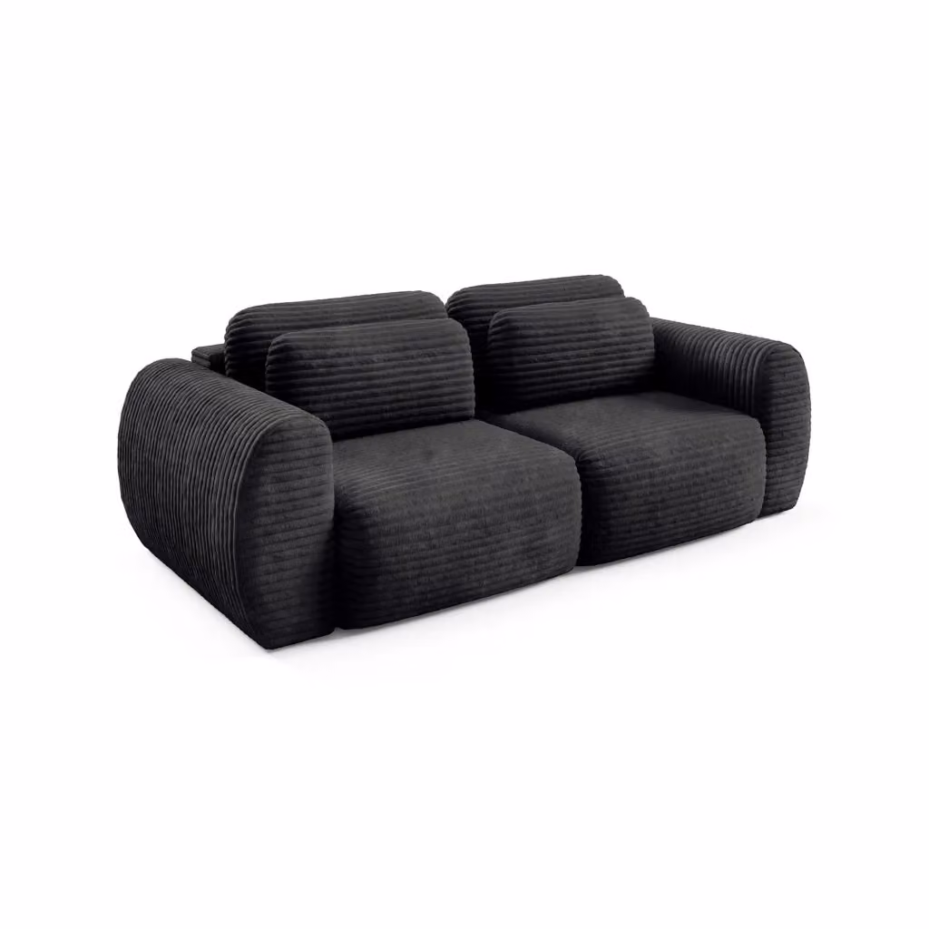 Divano Letto 2 Posti con Contenitore DMORA, Nero, L: 266 cm, P: 121 cm – 2