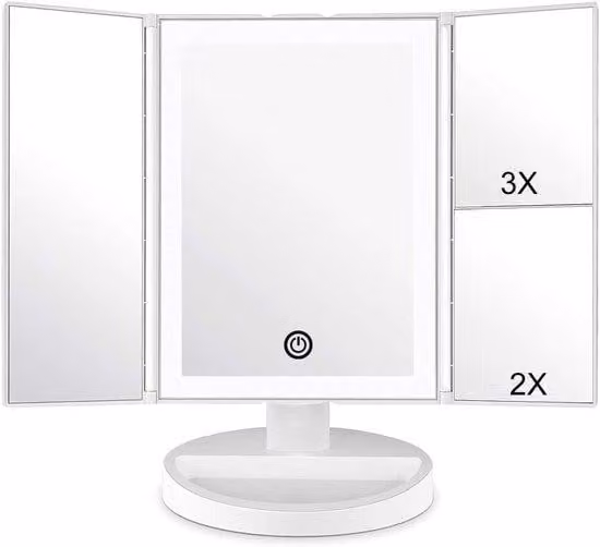 Specchio con pannello LED e regolazione dell'intensità luminosa