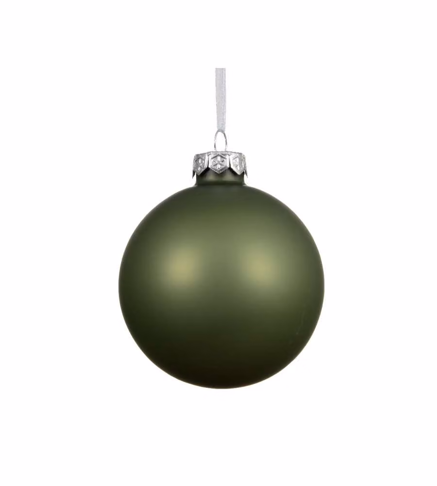 Decoris Pallina Natalizia in Vetro Verde Rosmarino - Opaca - 10cm