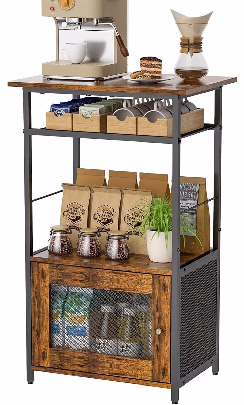 Organizzatore per caffè in legno, con 3 livelli