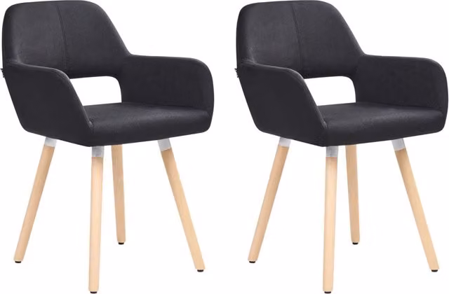 Set di 2 sedie da pranzo BELIANI in tessuto nero con gambe in legno di faggio oliato stile moderno – 1