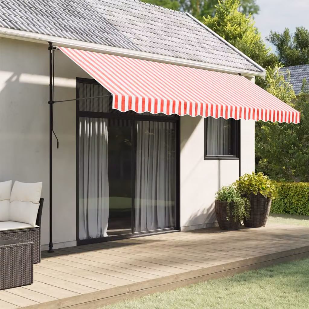Ricambio in poliestere per tenda da sole vidaXL a righe rosse e bianche 380 cm