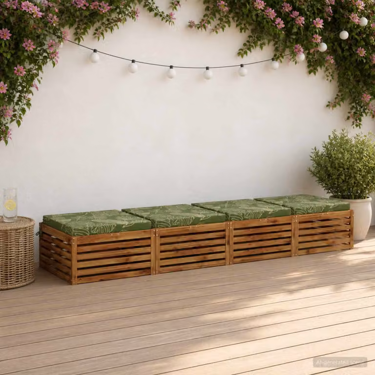 Set di 4 cuscini per sedia quadrati vidaXL in poliestere verde con rivestimento lavabile e resistente ai raggi UV