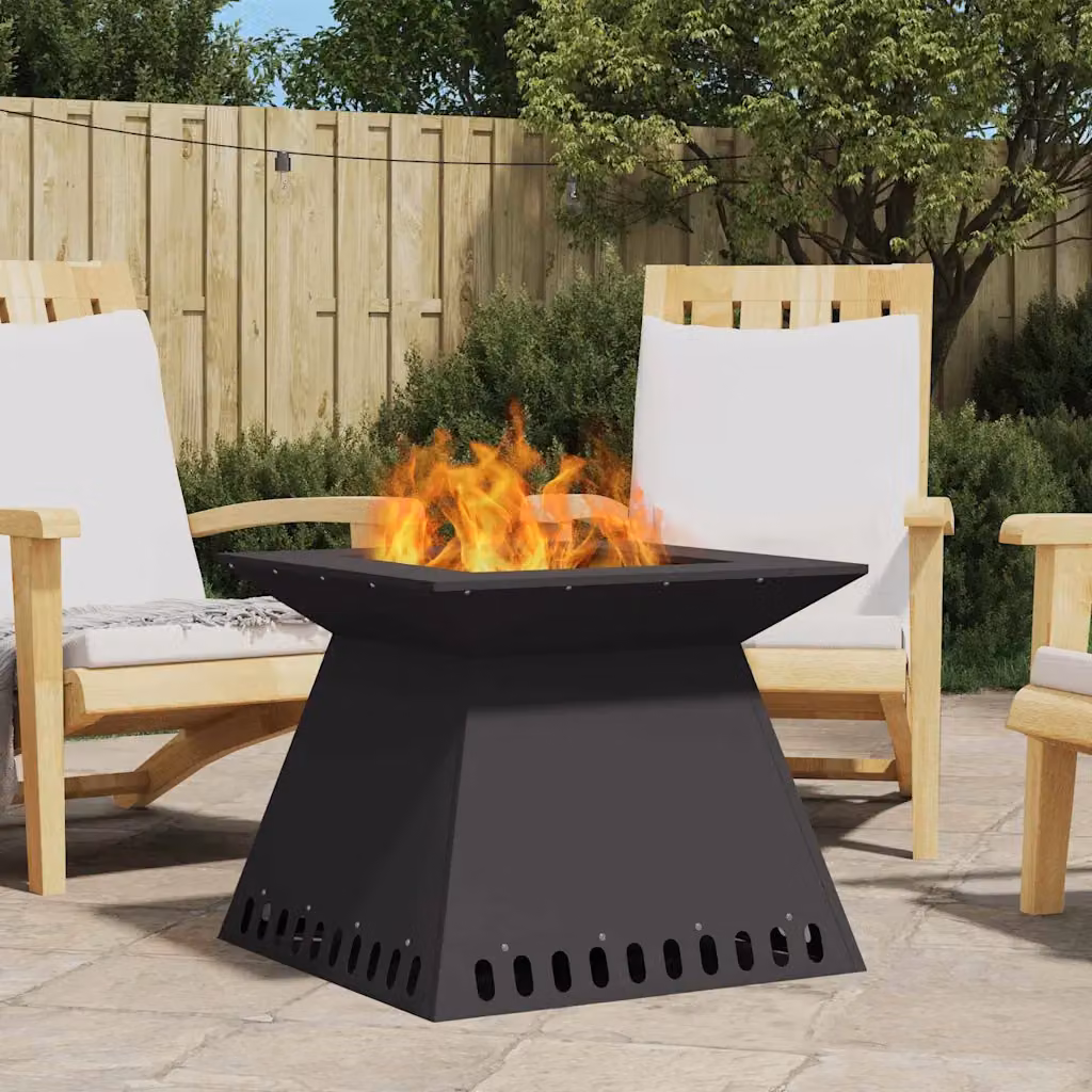 Braciere vidaXL in acciaio nero per legna L/P/H: 60 x 60 x 50 cm
