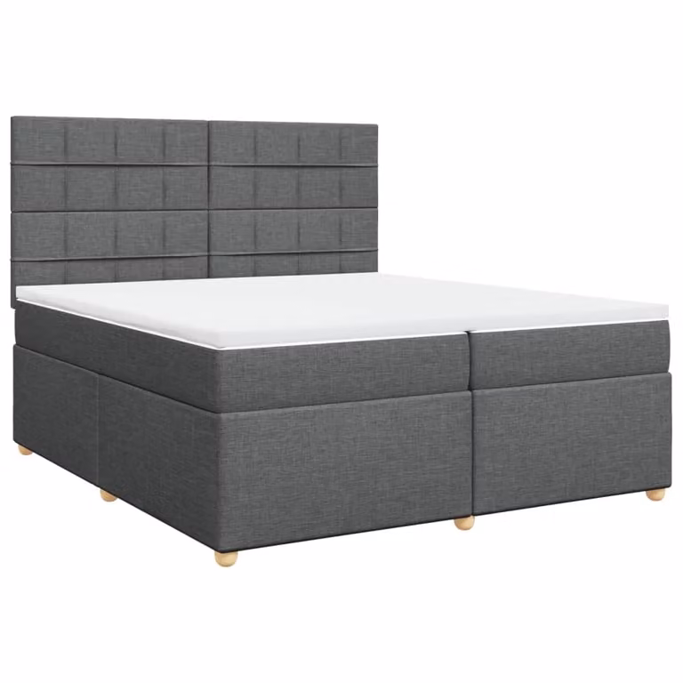 Giroletto a Molle con Materasso Grigio Scuro 200x200 cm Tessuto