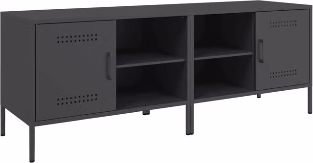 Set di 2 Mobili TV in Acciaio Nero Stile Industrial L: 68 cm, P: 39 cm, H: 50,5 cm