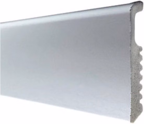 Set di 10 pezzi Battiscopa Italrulli in Polistirene Liscio, Colore Alluminio Argento, H: 7,5 cm, L: 75 mm, Lunghezza: 200 cm