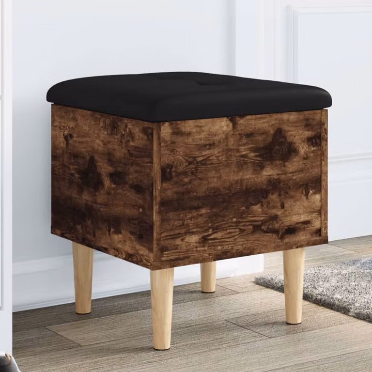 Panca portaoggetti moderna vidaXL in legno e MDF, colore marrone e nero, L/P/H: 42 x 42 x 46 cm