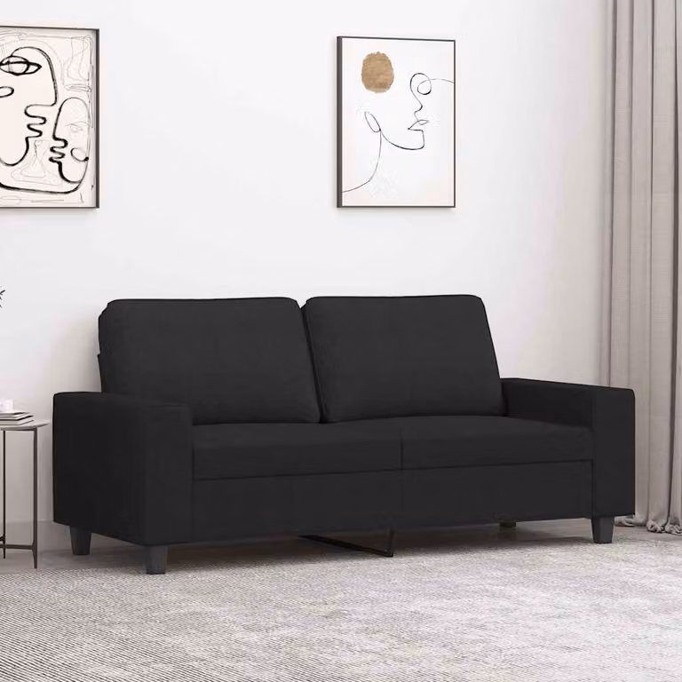Divano a 2 posti vidaXL moderno in tessuto nero con struttura in metallo per il tuo soggiorno L: 174 cm, P: 80 cm, H: 77 cm