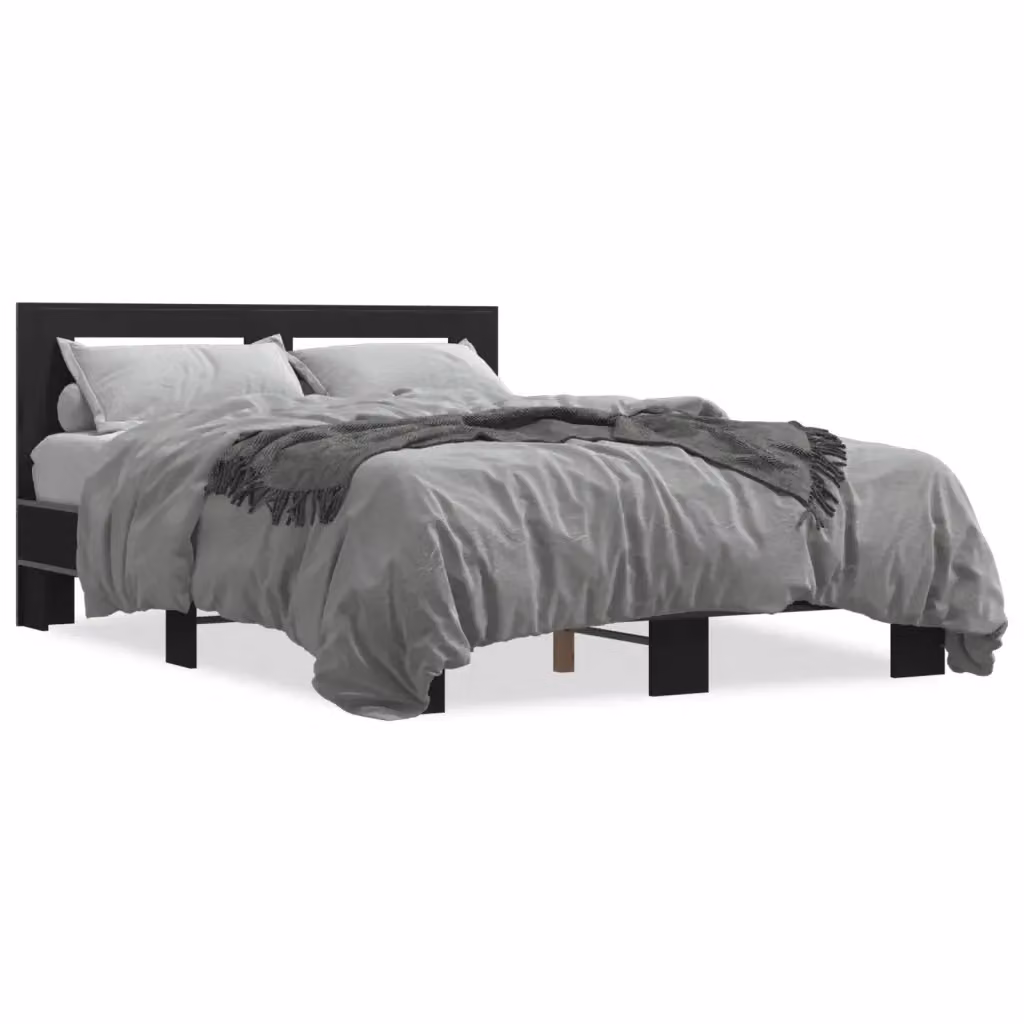 Letto con giroletto nero vidaXL in legno e metallo L/P/H: 200 x 140 x 30 cm – 2