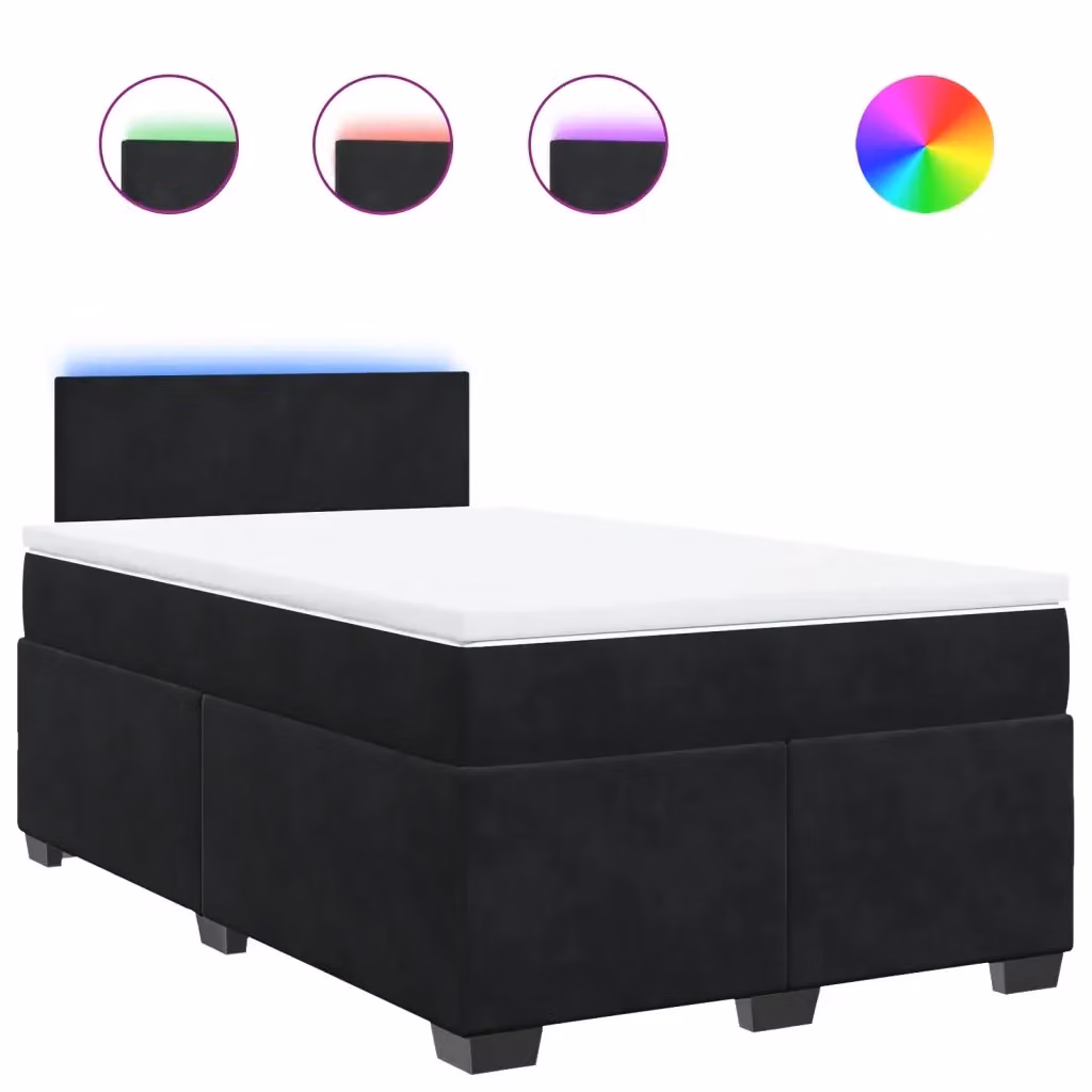 Letto con Giroletto a Molle e Materasso Ibrido vidaXL in Velluto Nero e Bianco, L/P: 120 x 200 cm – 2