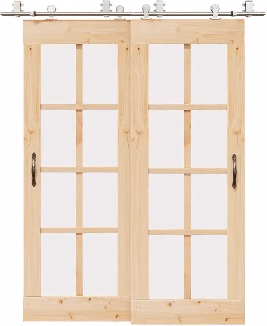 Kit Binari per Porta Scorrevole vidaXL in Acciaio Inossidabile, Colore Argento e Beige