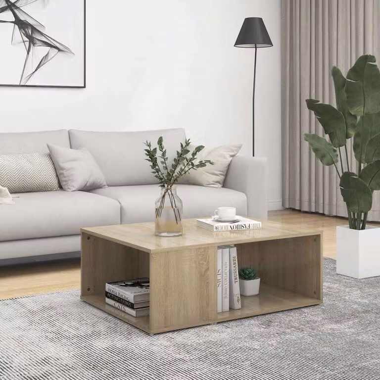 The Living Store tavolino in rovere Sonoma 90x67x33 cm materiale a base di legno