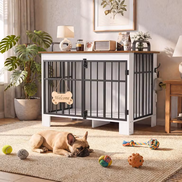 Grande cesta in legno per cani, con doppia apertura