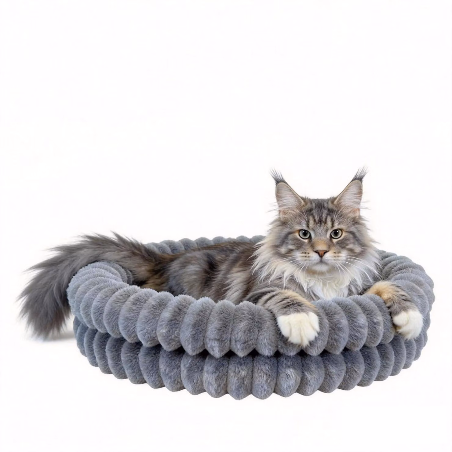 Cuccia rotonda per animali domestici, grigia, 50x50 cm, lavabile, calda e antiscivolo