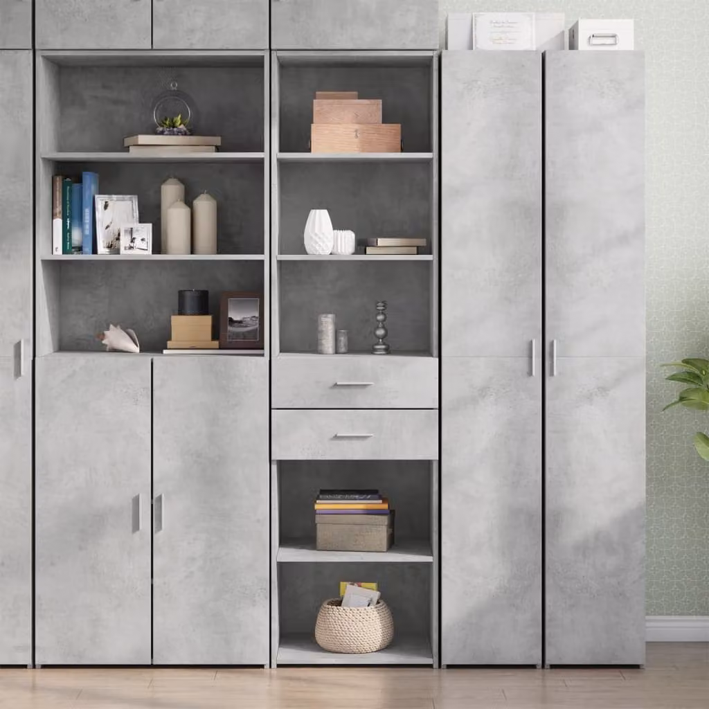 vidaXL Credenza Moderna in Legno e MDF Grigia da Appendere all'Muro L: 50 cm, P: 42,5 cm, H: 185 cm – 1