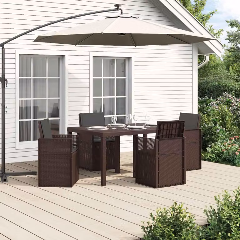 Maison Exclusive - Set da giardino per esterni, 5 pezzi, color marrone e antracite, in polipropilene