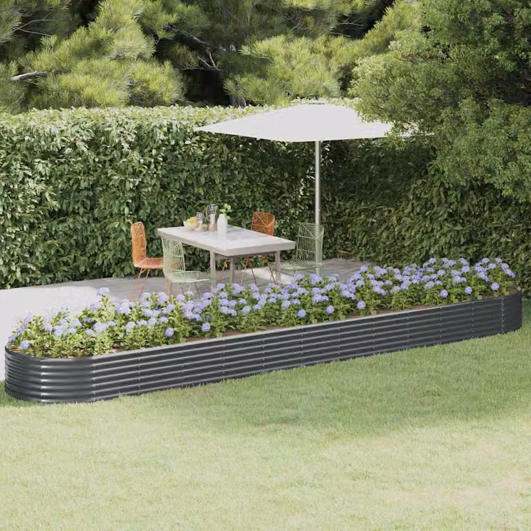 Letto da giardino rialzato vidaXL in acciaio zincato antracite L: 507 cm, P: 100 cm, H: 36 cm
