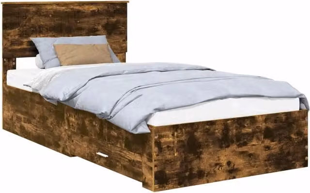 Letto singolo | Letto per adulti | Struttura del letto Rovere fum¨¦ 100 x 200 cm Legno multistrato