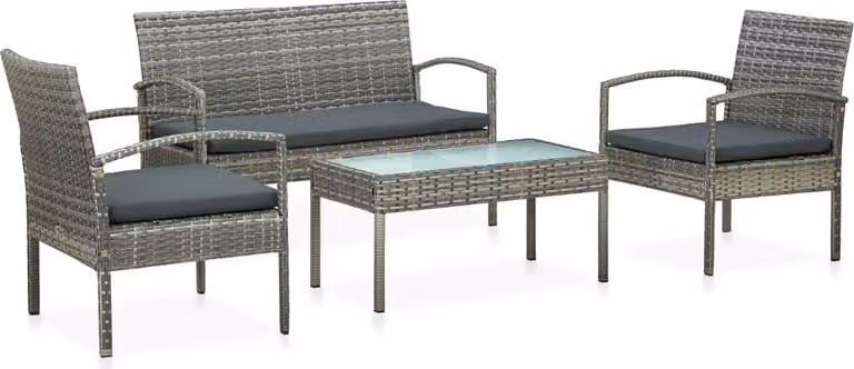 Maison Exclusive - Set da giardino da 4 pezzi con cuscini in polyrattan grigio