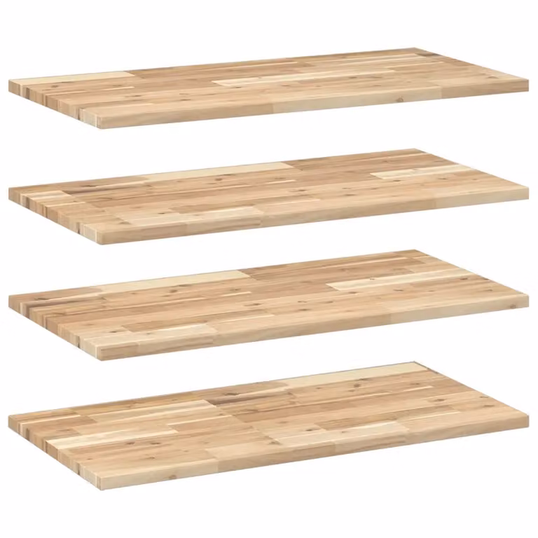 Set di 4 mensole da parete VIDAXL in legno di acacia non trattato, colore marrone, L 100 x P 40 x H 2 cm