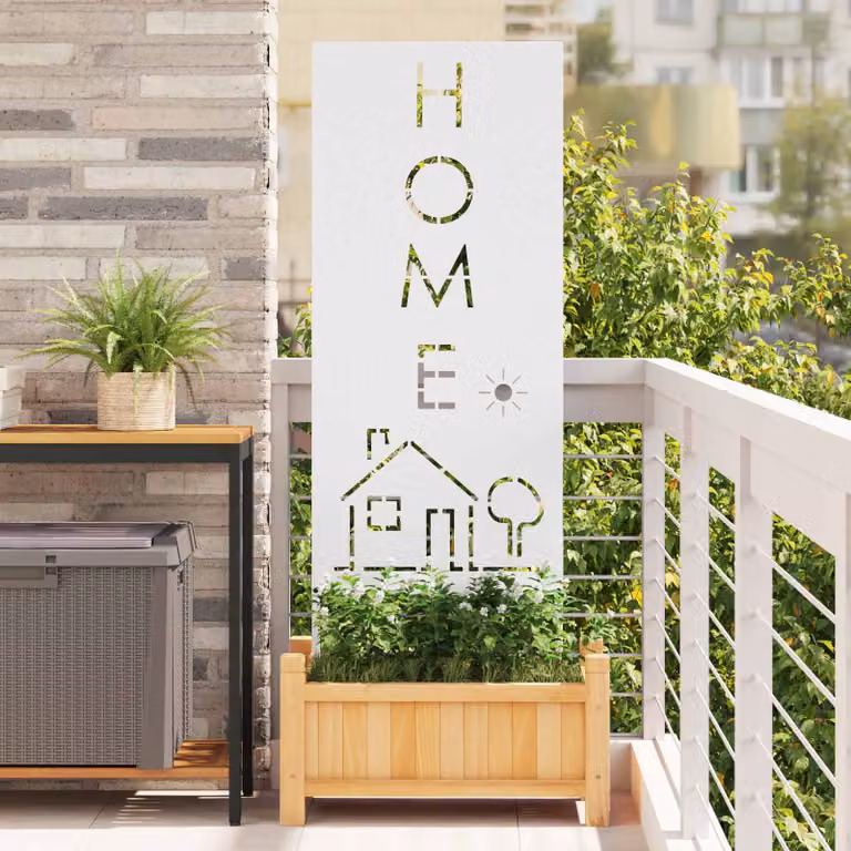 Paravento per privacy da giardino vidaXL in acciaio bianco L 50 cm x H 140 cm