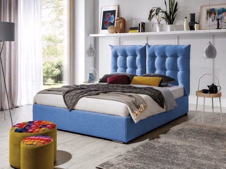 Blaues Polster Bett Moderne Bettgestelle Möbel Luxus Hotel Betten Schlafzimmer