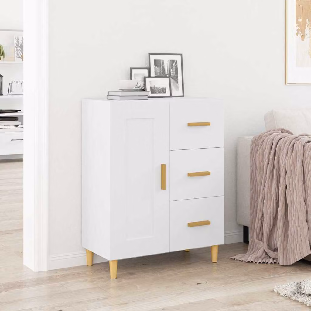 Credenza bianca vidaXL in legno multistrato L: 69,5 cm, P: 34 cm, H: 90 cm