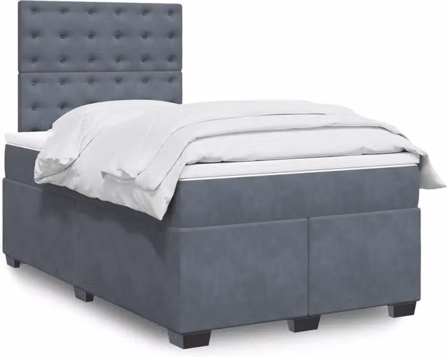 Giroletto a Molle con Materasso Grigio Scuro 120x200 cm Velluto 3290895