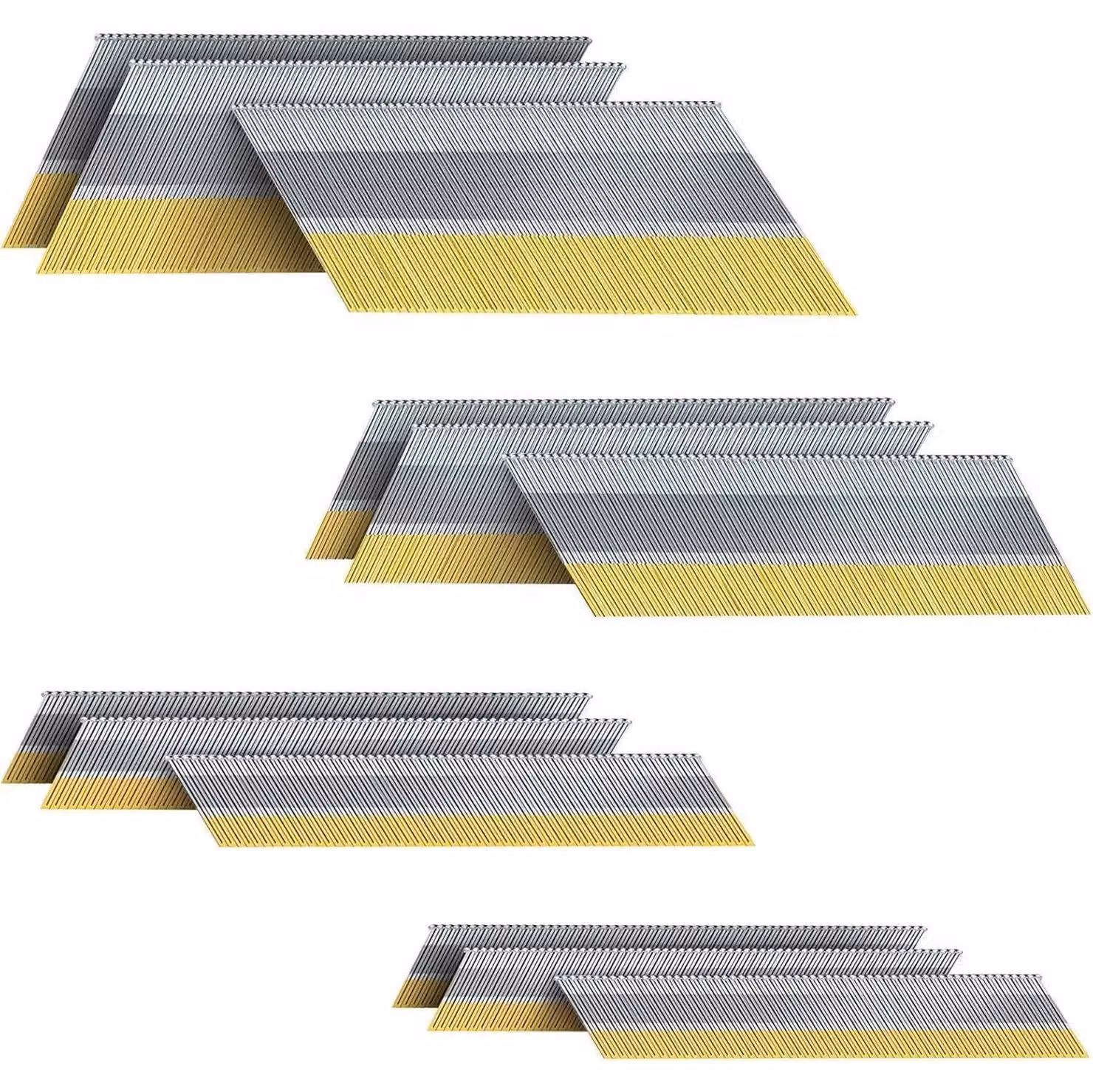 Chiodi a testa piatta, zincati, calibro 15, angolo di 34 gradi, disponibili in diverse dimensioni (3,8-5,1 cm), confezione da 1200 pezzi