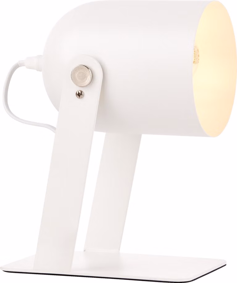 Faretto da tavolo, orientabile, 24 x 21 x 13 cm, E27, max. 30W, metallo, bianco