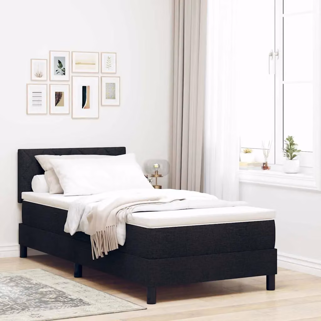 Letto ibrido con testiera vidaXL in tessuto nero L/P/H: 100 x 200 x 203 cm