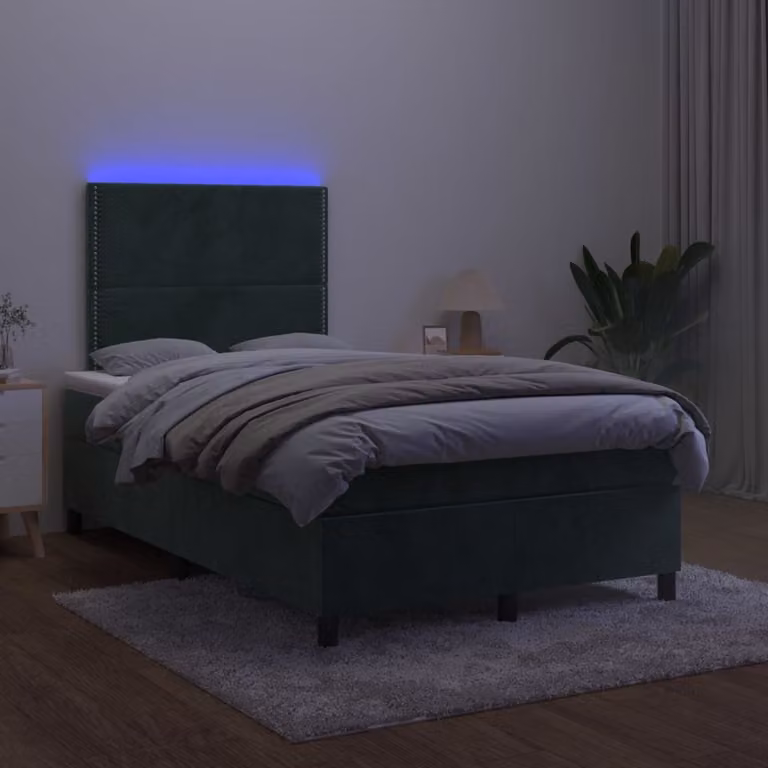 Maison Exclusive - Letto a Molle con Materasso e LED Verde Scuro 120x200cm Velluto