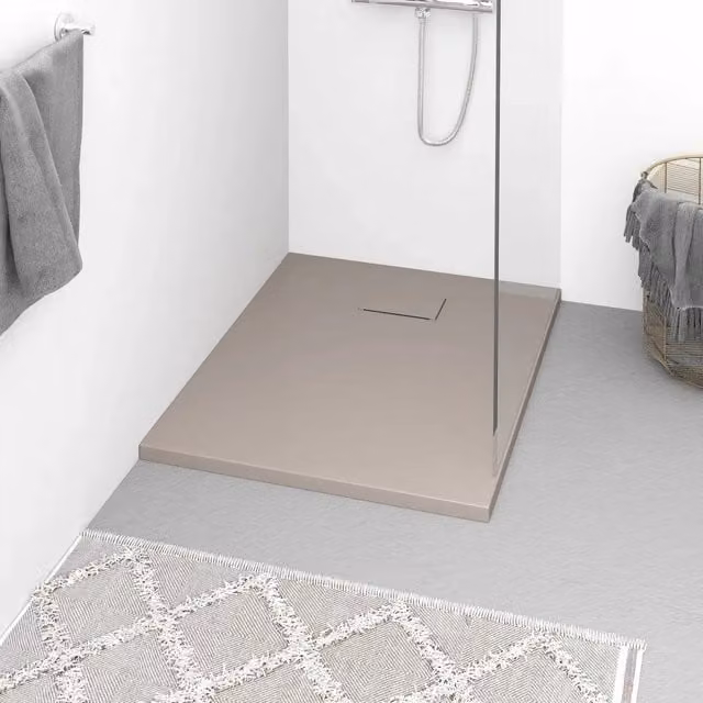 Piatto doccia rettangolare vidaXL in mineral cast marrone con superficie antiscivolo L: 90 cm, P: 70 cm