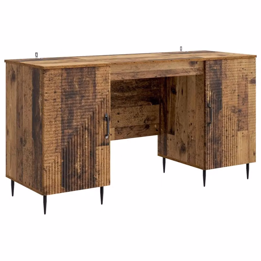 Scrivania moderna vidaXL in legno e metallo marrone L: 142,5 cm, P: 50 cm, H: 75 cm – 2