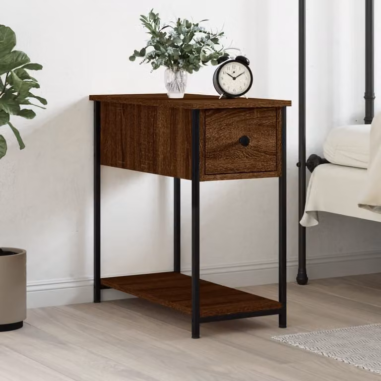 Comodino moderno vidaXL in legno multistrato color rovere marrone L 60 cm x P 60 cm x H 30 cm
