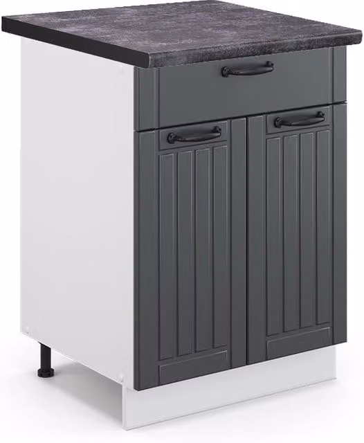 Mobiletto base per cucina Fame-Line Antracite rustico/Bianco 60 cm con cassetto, PL Antracite Vicco