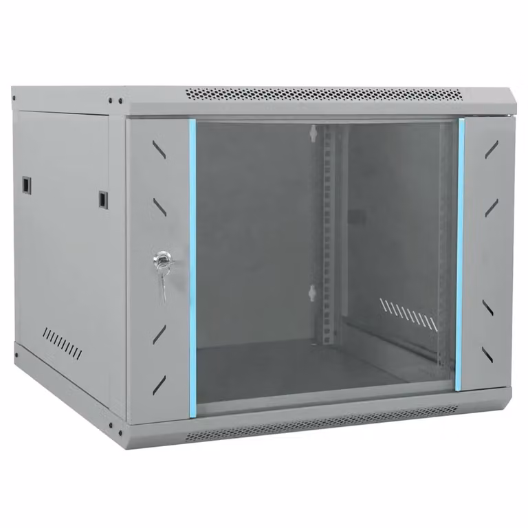 Armadietto industriale vidaXL in metallo e vetro con ante in vetro, Grigio, L 60 cm x P 60 cm x H 60 cm