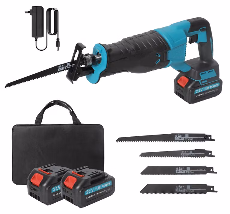 Troncatrice a batteria - Troncatrice elettrica a lama oscillante - 10000 oscillazioni al minuto - 2 batterie - Cambio lama senza utensili - Adatta per legno e metallo
