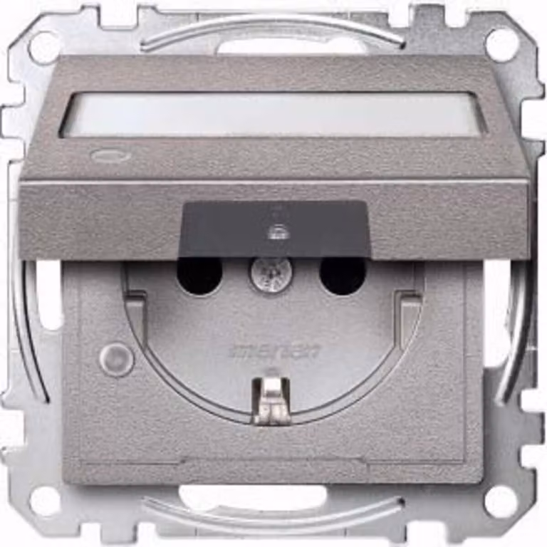 Presa SCHUKO con coperchio ribaltabile, spia luminosa e indicatore di tensione, BRS, StK, alluminio, sistema M