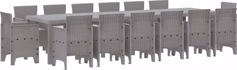 Set da Pranzo per Giardino 15 pcs Grigio chiaro Rattan Polt