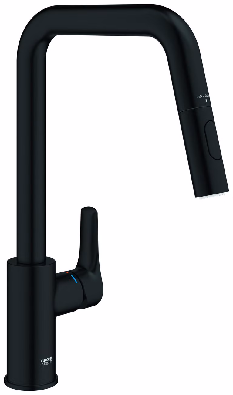 GROHE Eurosmart Mitigeur monocommandé pour évier, saillie 221mm, orientable, douchette Dual extractible, 306192430, 306192430