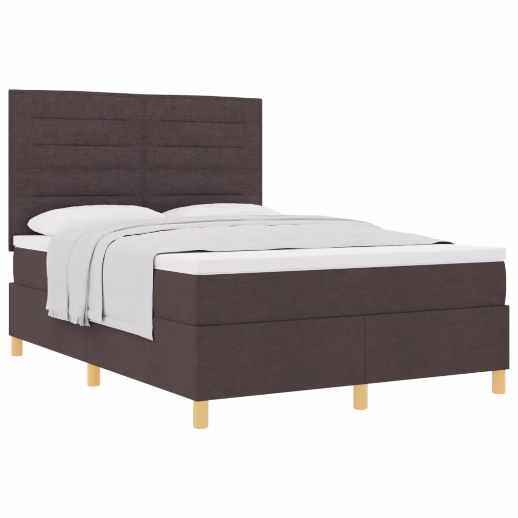 Letto moderno con materasso a molle a tasche vidaXL in tessuto marrone L 140 x P 190 cm – 2