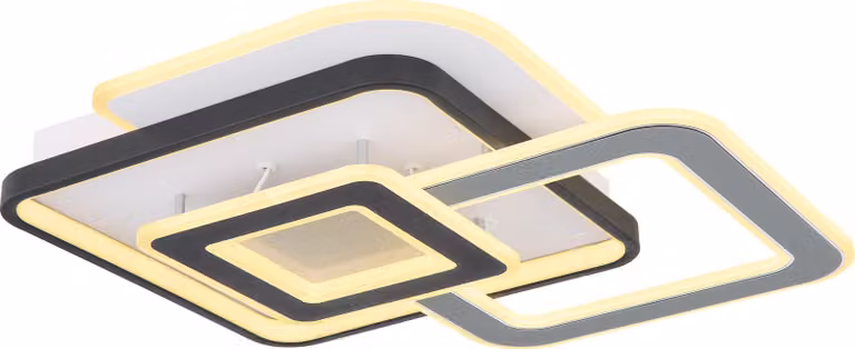 Plafoniera LED, effetto sabbia di cristallo, metallo bianco, L 50 cm