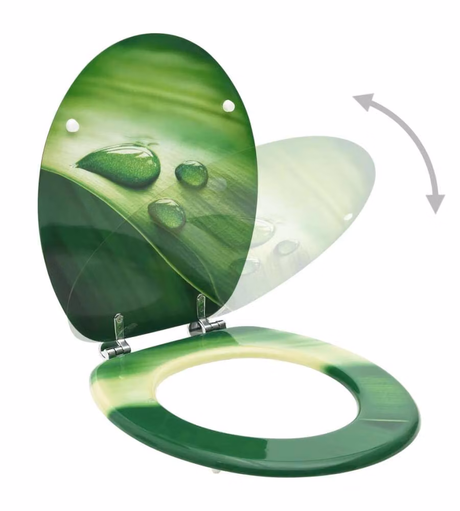 Tavoletta WC con Coperchio MDF Verde Design Goccia d'Acqua