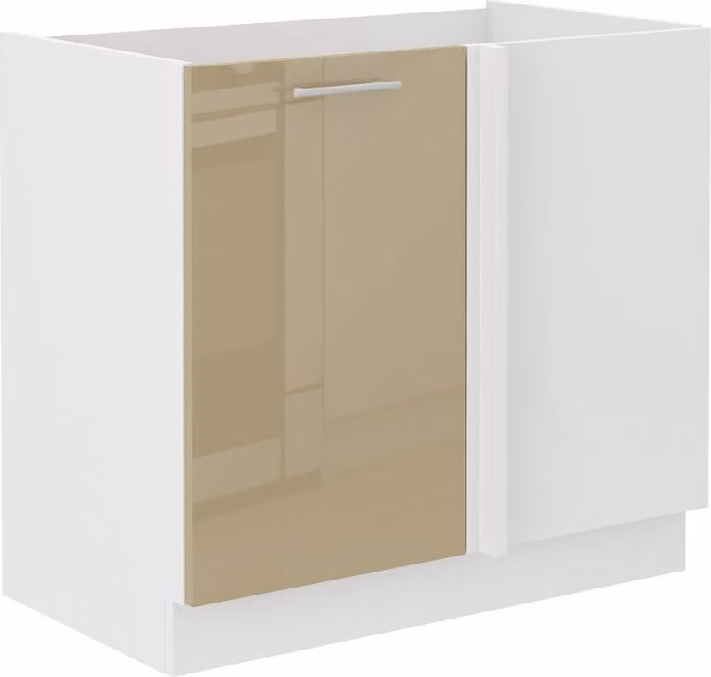 Armadietto allungato ad angolo LAJLA - larghezza 105 cm, cappucino / bianco