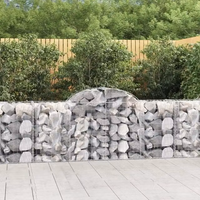 Set di 18 Cesti Gabbioni ad Arco Videx in Acciaio Zincato Argento L: 200 cm, P: 50 cm, H: 80/100 cm – 1