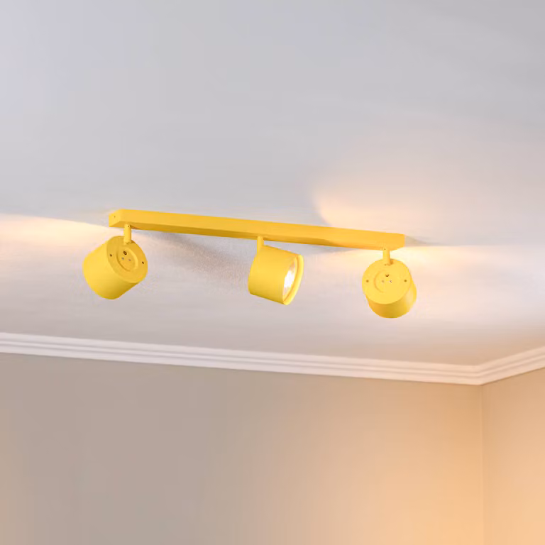 Faretto da soffitto Chloe orientabile a 3 luci, giallo Argon, dimmerabile, Giallo / Arancione, Soggiorno / Sala da pranzo, Metallo, Moderno