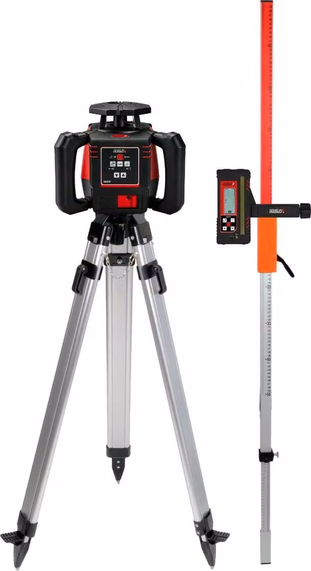 Levelfix 860H Laser rotante a raggio rosso - Set con treppiede da 1,8 m e mirino di misurazione da 2,4 m - NETIM - 554811