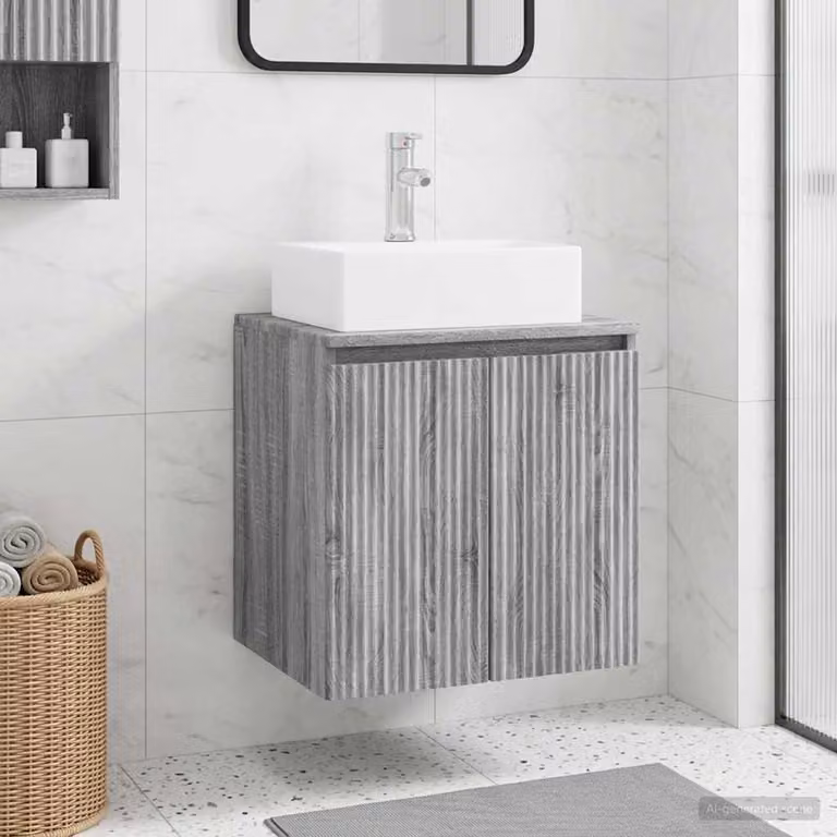 Mobile Lavabo da Parete vidaXL Sonoma Grigio L: 49,5 cm, P: 41 cm, H: 62,5 cm
